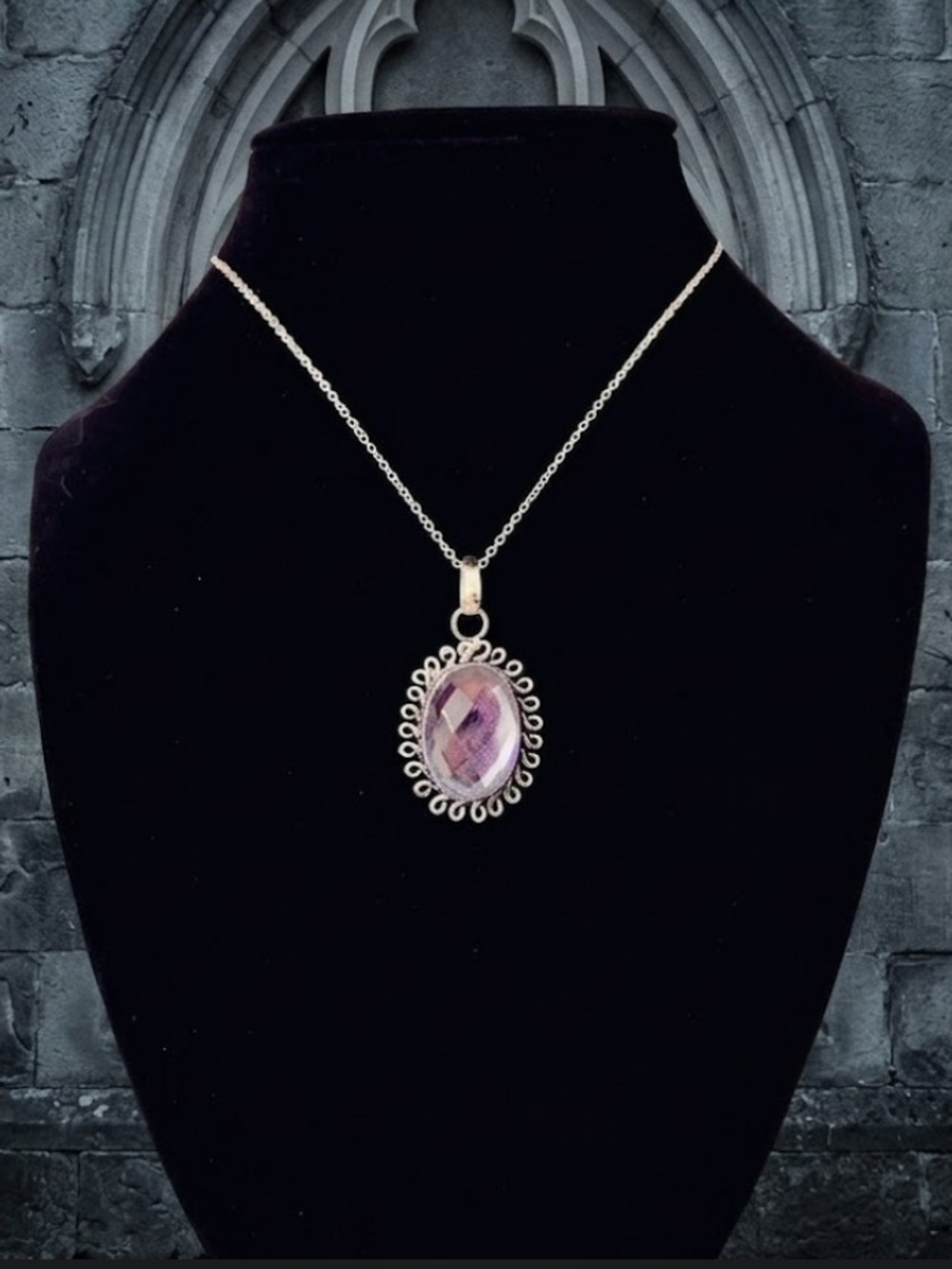 925 Sterling Silver Purple Pendant Necklace